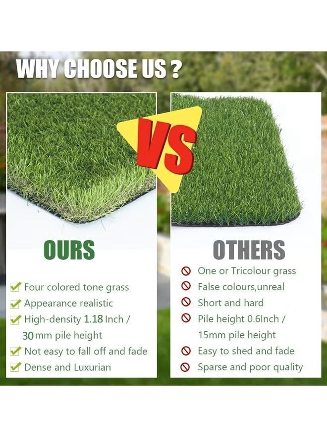 TELANPU Realistic Artificial Grass Rug Indoor Outdoor Artificial Grass Turf Dog Grass Mat with Drainage Holes Fake Grass for Garden Lawn Landscape Balcony Decoration - Image 5